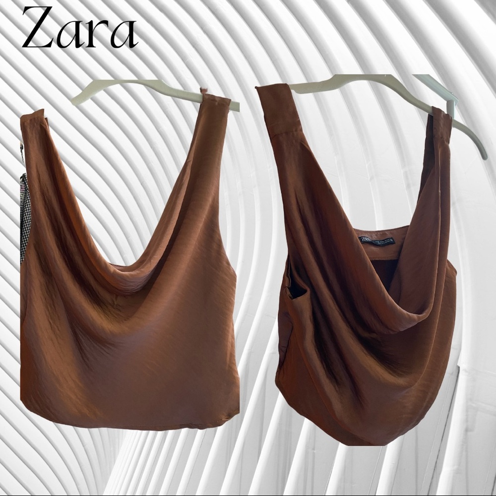 ZARA Bronze Cowl Neck Top